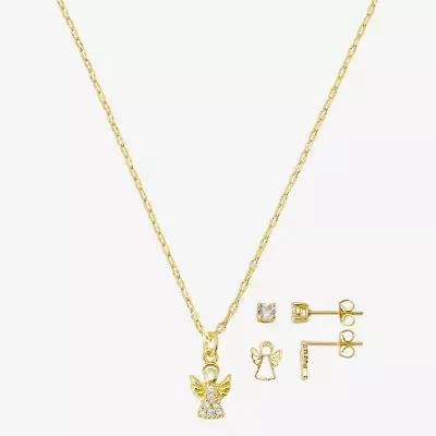 Gratitude & Grace Girls Cubic Zirconia 14K Gold Over Brass Angel 3-pc. Jewelry Set