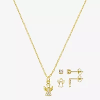Gratitude & Grace Girls Cubic Zirconia 14K Gold Over Brass Angel 3-pc. Jewelry Set