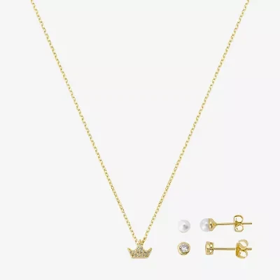 Gratitude & Grace Girls Cubic Zirconia 14K Gold Over Brass Crown 3-pc. Jewelry Set