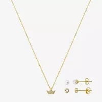 Gratitude & Grace Girls Cubic Zirconia 14K Gold Over Brass Crown 3-pc. Jewelry Set