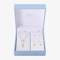 Gratitude & Grace Girls Cubic Zirconia 14K Gold Over Brass Cross 3-pc. Jewelry Set