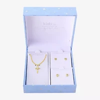 Gratitude & Grace Girls Cubic Zirconia 14K Gold Over Brass Cross Heart 3-pc. Jewelry Set