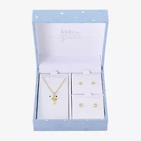 Gratitude & Grace Girls Cubic Zirconia 14K Gold Over Brass Cross Star 3-pc. Jewelry Set
