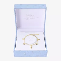 Gratitude & Grace Girls Cubic Zirconia 14K Gold Over Brass Cross Charm Bracelet