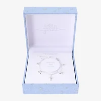 Gratitude & Grace Girls Cubic Zirconia Pure Silver Over Brass Cross Charm Bracelet