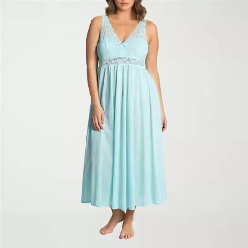 Exquisite Form Womens V Neck Sleeveless Plus Nightgown