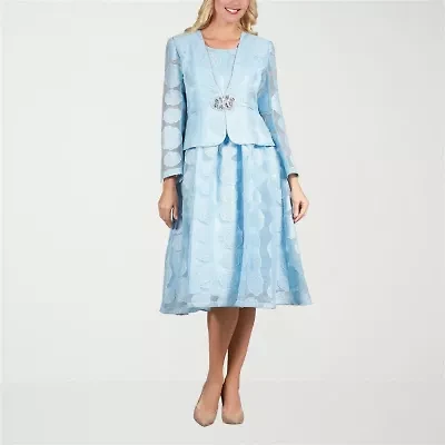 Giovanna Signature Womens Embellished Floral Midi Jacket Dress
