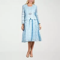 Giovanna Signature Womens Embellished Floral Midi Jacket Dress