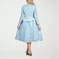 Giovanna Signature Womens Embellished Floral Midi Jacket Dress Plus