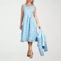 Giovanna Signature Womens Embellished Floral Midi Jacket Dress Plus