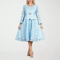 Giovanna Signature Womens Embellished Floral Midi Jacket Dress Plus