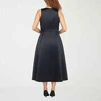 Giovanna Signature Womens Sleeveless Floral High-Low Fit + Flare Dress