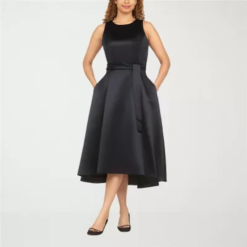 Giovanna Signature Womens Sleeveless Floral High-Low Fit + Flare Dress