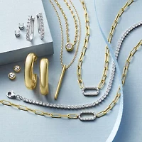 Yes, Please! (G-H / I1-I2) Womens 14K Gold Over Silver 8 Inch Paperclip Chain Bracelet