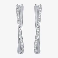 G-H, Si2-I1 Womens 1/4 CT. T.W. Lab Grown White Diamond Sterling Silver 28.2mm Round Hoop Earrings