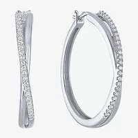 G-H, Si2-I1 Womens 1/4 CT. T.W. Lab Grown White Diamond Sterling Silver 28.2mm Round Hoop Earrings