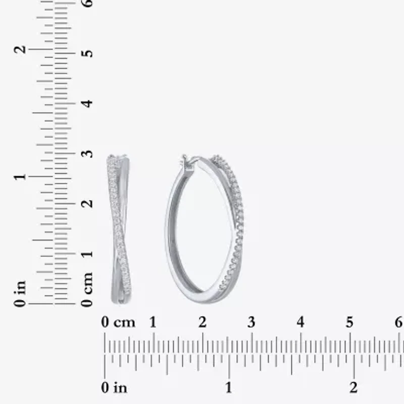 G-H, Si2-I1 Womens 1/4 CT. T.W. Lab Grown White Diamond Sterling Silver 28.2mm Round Hoop Earrings