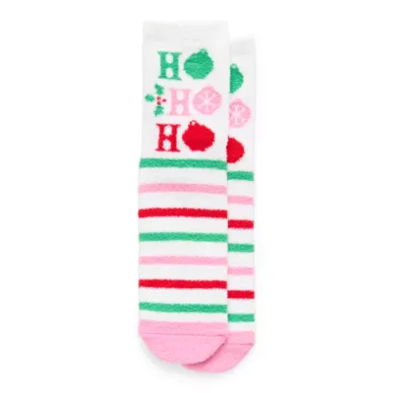 Mixit Holiday Cozy Womens 1 Pair Crew Socks