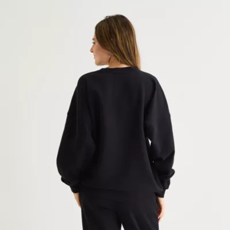 Peanuts Crew Womens Neck Long Sleeve Juniors Sweatshirt