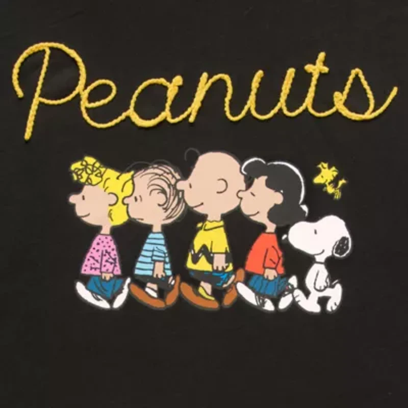 Peanuts Crew Womens Neck Long Sleeve Juniors Sweatshirt