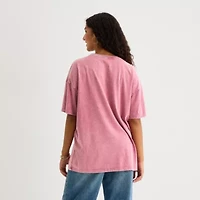 Sunflower Market Womens Crew Neck Short Sleeve Oversized Juniors Graphic T-Shirt