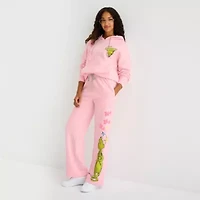 Womens Wide Leg Grinch Juniors Fleece Sweatpant