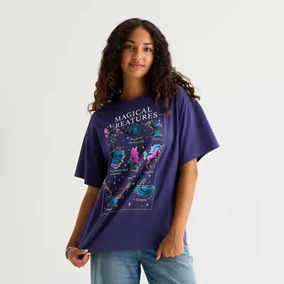Jerry Leigh Harry Potter Magical Creatures Oversized Tee Womens Crew Neck Short Sleeve Juniors Graphic T-Shirt
