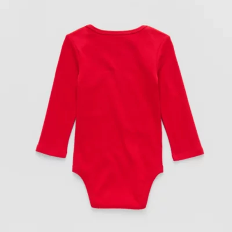 Okie Dokie Baby Girls Round Neck Long Sleeve Rib Bodysuit