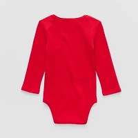 Okie Dokie Baby Girls Round Neck Long Sleeve Rib Bodysuit