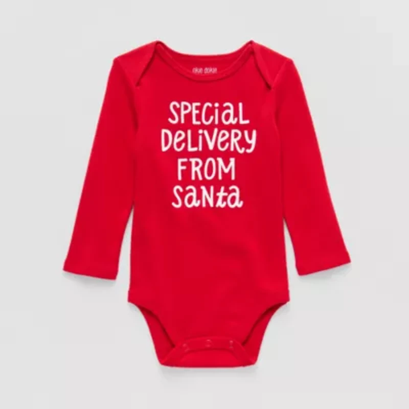 Okie Dokie Baby Girls Round Neck Long Sleeve Rib Bodysuit