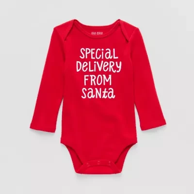Okie Dokie Baby Girls Round Neck Long Sleeve Rib Bodysuit