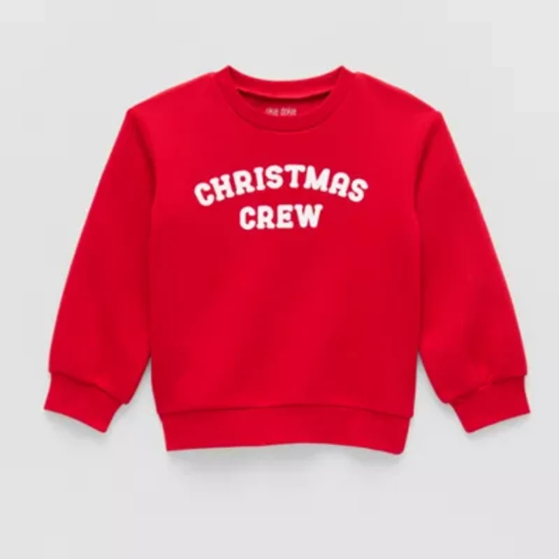Okie Dokie Toddler & Little Unisex Crew Neck Fleece Long Sleeve Sweatshirt