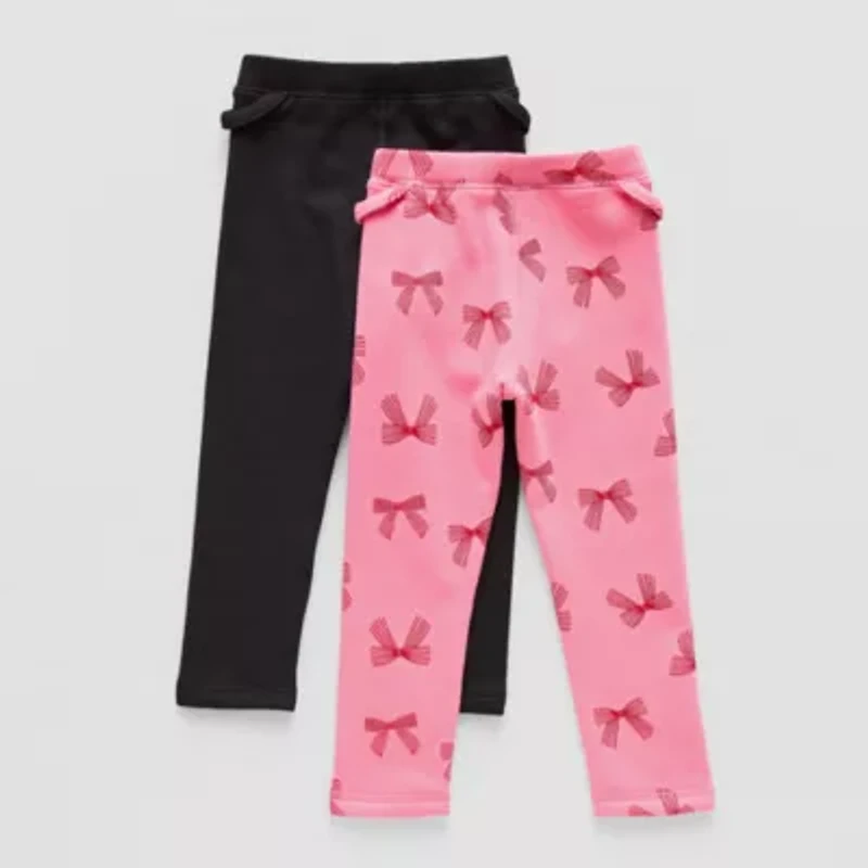 Okie Dokie Toddler Girls Easy-on + Easy-off Fleece Full Length Leggings