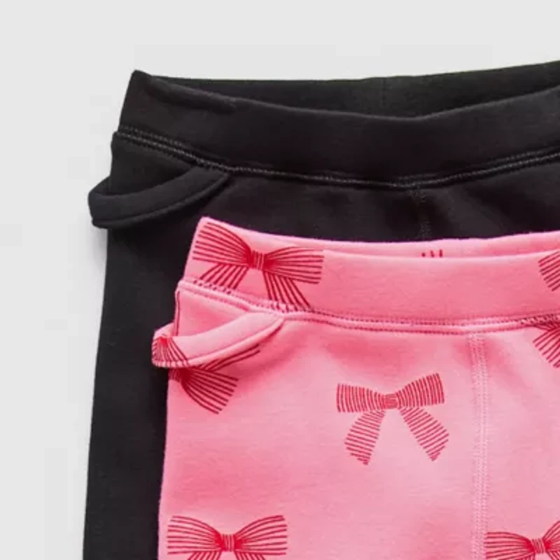 Okie Dokie Toddler Girls Easy-on + Easy-off Fleece Full Length Leggings