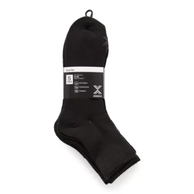 Xersion Running Mens Multi-Pack 5 Pair Quarter Ankle Socks