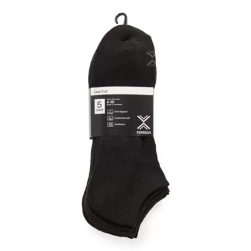 Xersion Running Mens Multi-Pack 5 Pair Low Cut Socks