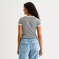 Arizona Womens Crew Neck Short Sleeve Juniors T-Shirt