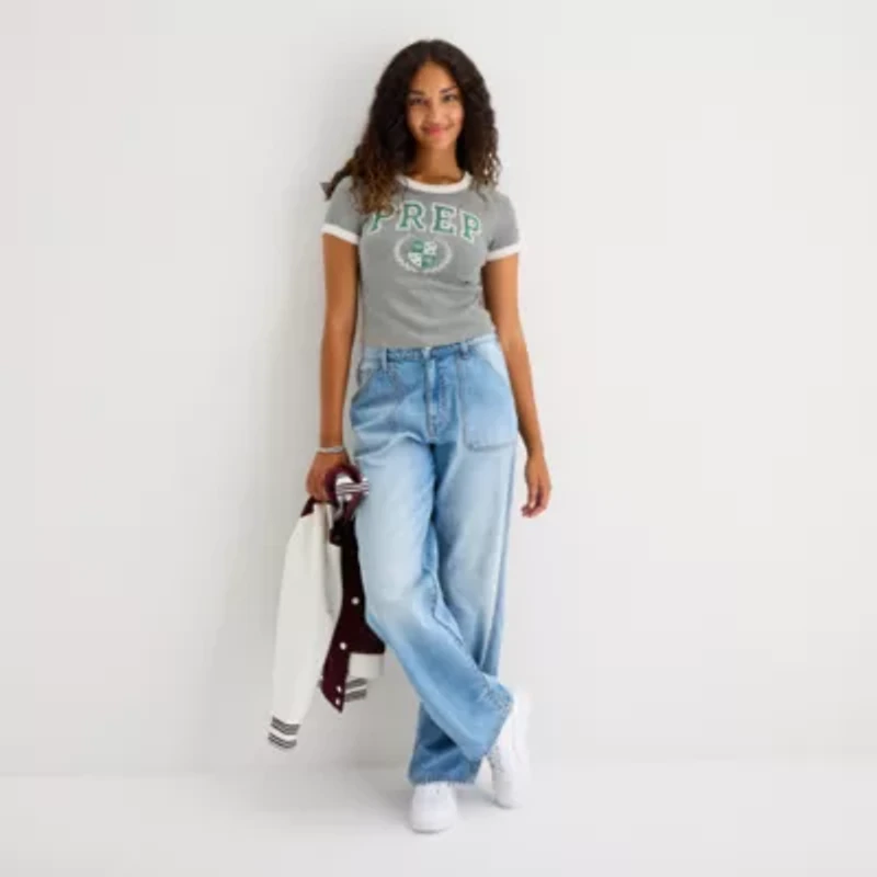 Arizona Womens Crew Neck Short Sleeve Juniors T-Shirt