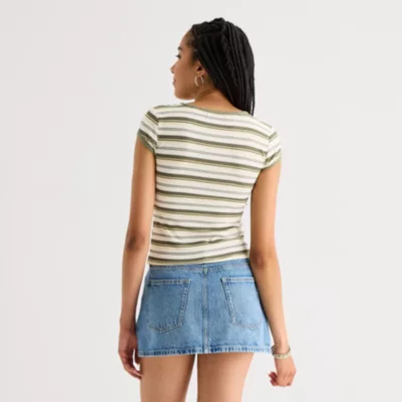 Arizona Womens Round Neck Short Sleeve Juniors T-Shirt