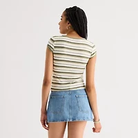 Arizona Womens Round Neck Short Sleeve Juniors T-Shirt
