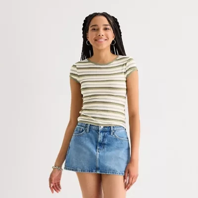 Arizona Womens Round Neck Short Sleeve Juniors T-Shirt