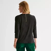 Liz Claiborne Womens Crew Neck 3/4 Sleeve Blouse