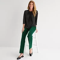 Liz Claiborne Womens Crew Neck 3/4 Sleeve Blouse