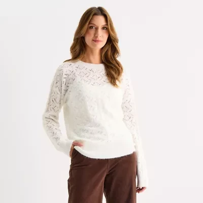 a.n.a Womens Crew Neck Long Sleeve Pullover Sweater