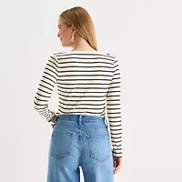 a.n.a Womens Round Neck Long Sleeve T-Shirt