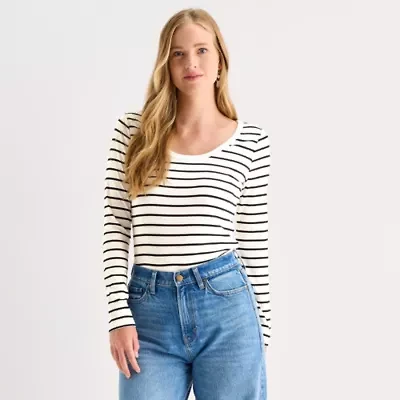 a.n.a Womens Round Neck Long Sleeve T-Shirt