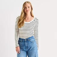 a.n.a Womens Round Neck Long Sleeve T-Shirt