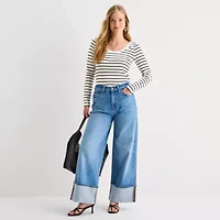 a.n.a Womens Round Neck Long Sleeve T-Shirt