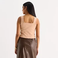 a.n.a Lace Trim Womens Square Neck Sleeveless Tank Top