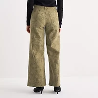 a.n.a Womens High Rise Animal Print Wide Leg Jean